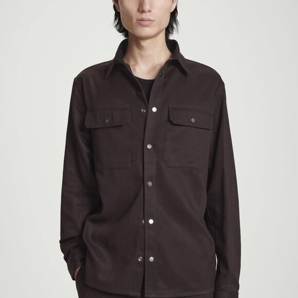 COS Twill Utility Overshirt Snap Front NWOT Brown sz M - Picture 1 of 4